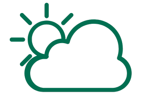 Icon showing sun emerging from behind clouds