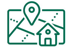 Icon showing a location near your home.