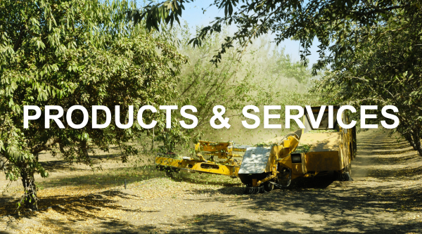 Farm equipment in California almond orchard purchased with ag loan